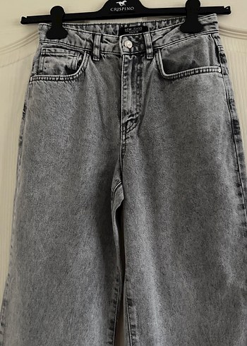Gri Midi Boy Rahat Kesim Kadın Kot Pantolon - Görsel 2