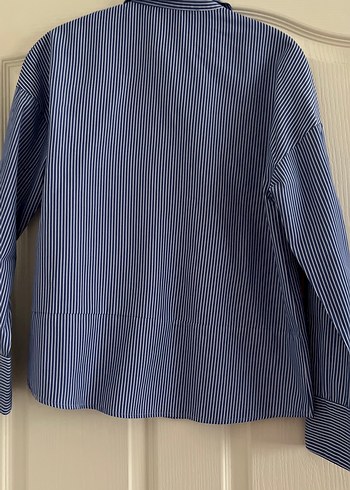 Nakışlı, Düğmeli Mavi Kadın Gömlek - Görsel 4