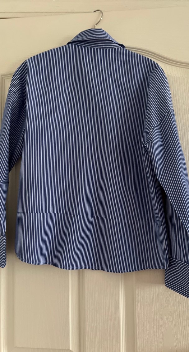 Nakışlı, Düğmeli Mavi Kadın Gömlek - Görsel 4