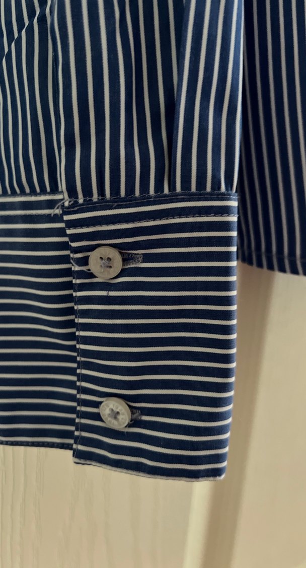 Nakışlı, Düğmeli Mavi Kadın Gömlek - Görsel 3