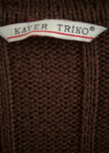 Uzun Kahverengi Triko Kadın Hırka - Görsel 4