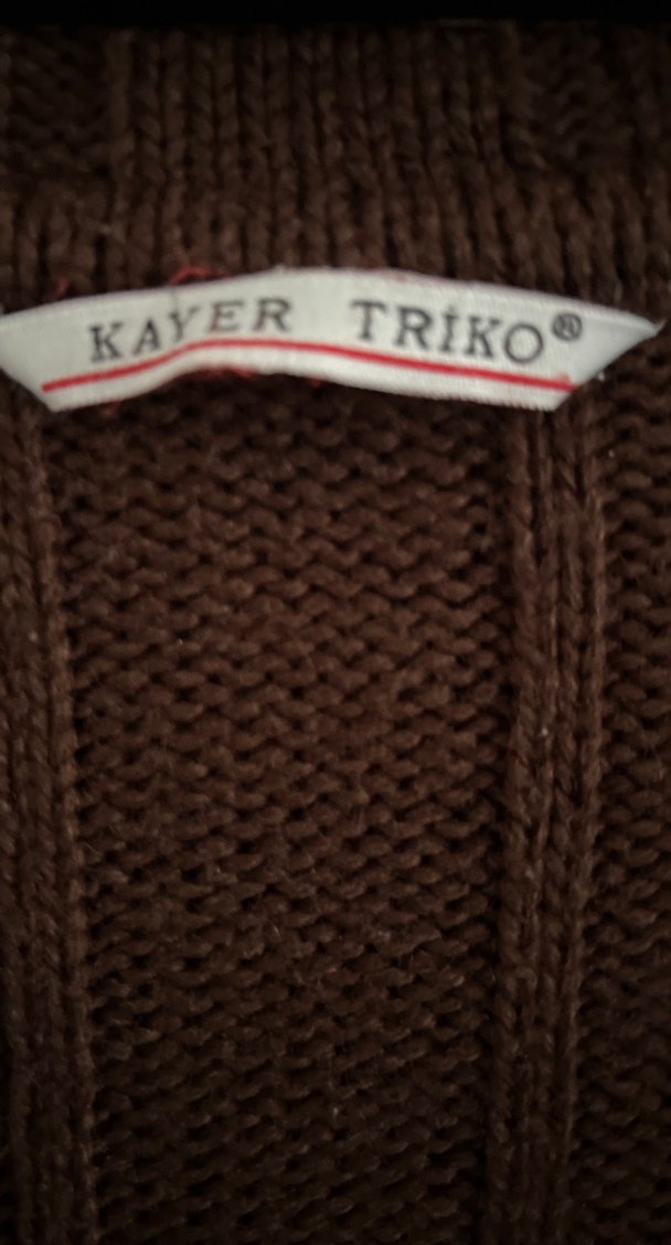 Uzun Kahverengi Triko Kadın Hırka - Görsel 4