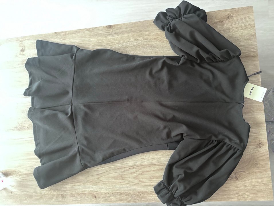 Siyah V Yaka Mini Elbise - Görsel 5