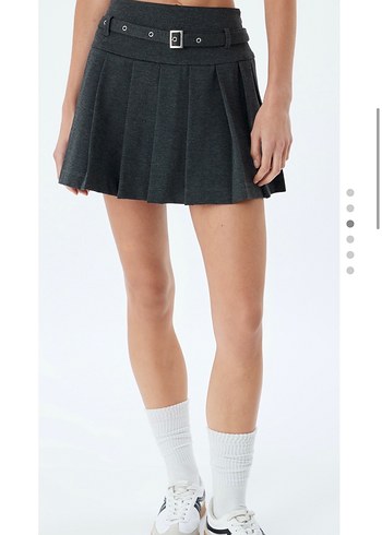 Gri Kemerli Midi Etek - Görsel 4