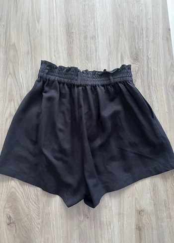 Kadın Siyah Keten Mini Şort - Görsel 2