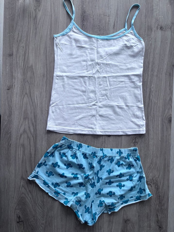 Turkuaz Baskılı Mini Kadın Pijama Takımı - Görsel 2