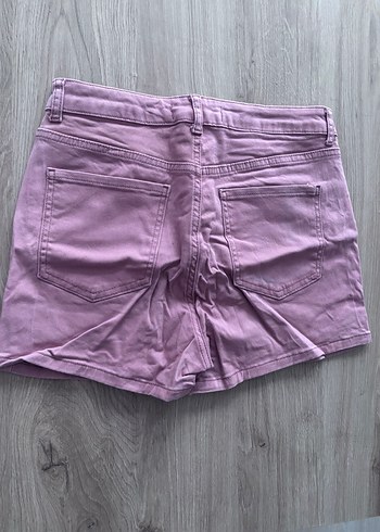 Düğmeli Pembe Mini Pamuk Şort - Görsel 2