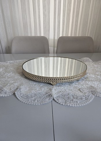Oval Aynalı Sunum Tepsisi