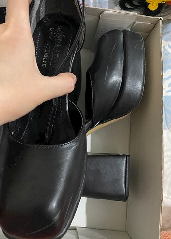 Kadın Siyah Deri Platform Topuklu Ayakkabı - Görsel 4