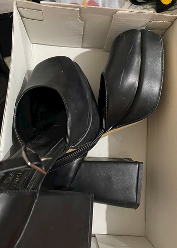 Kadın Siyah Deri Platform Topuklu Ayakkabı - Görsel 5