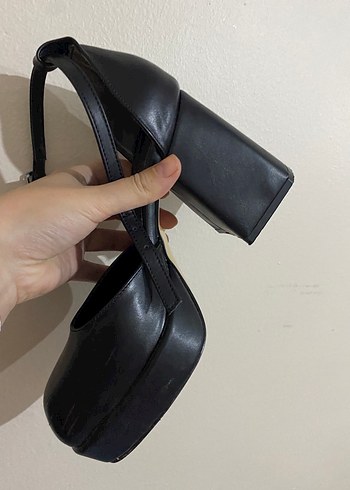 Kadın Siyah Deri Platform Topuklu Ayakkabı - Görsel 6