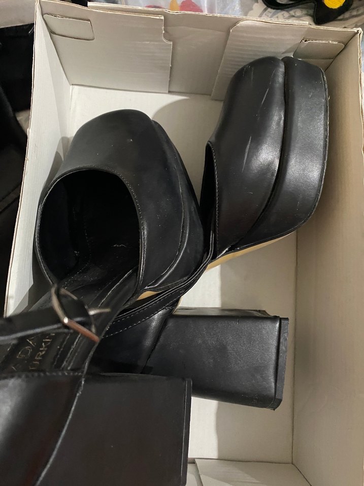 Kadın Siyah Deri Platform Topuklu Ayakkabı - Görsel 5