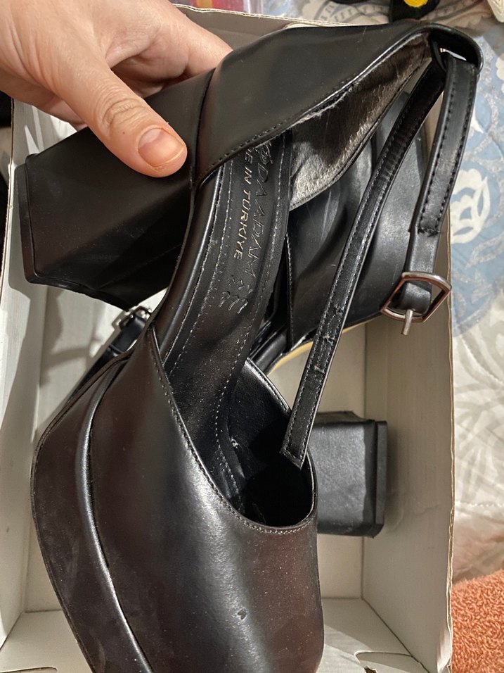 Kadın Siyah Deri Platform Topuklu Ayakkabı - Görsel 2