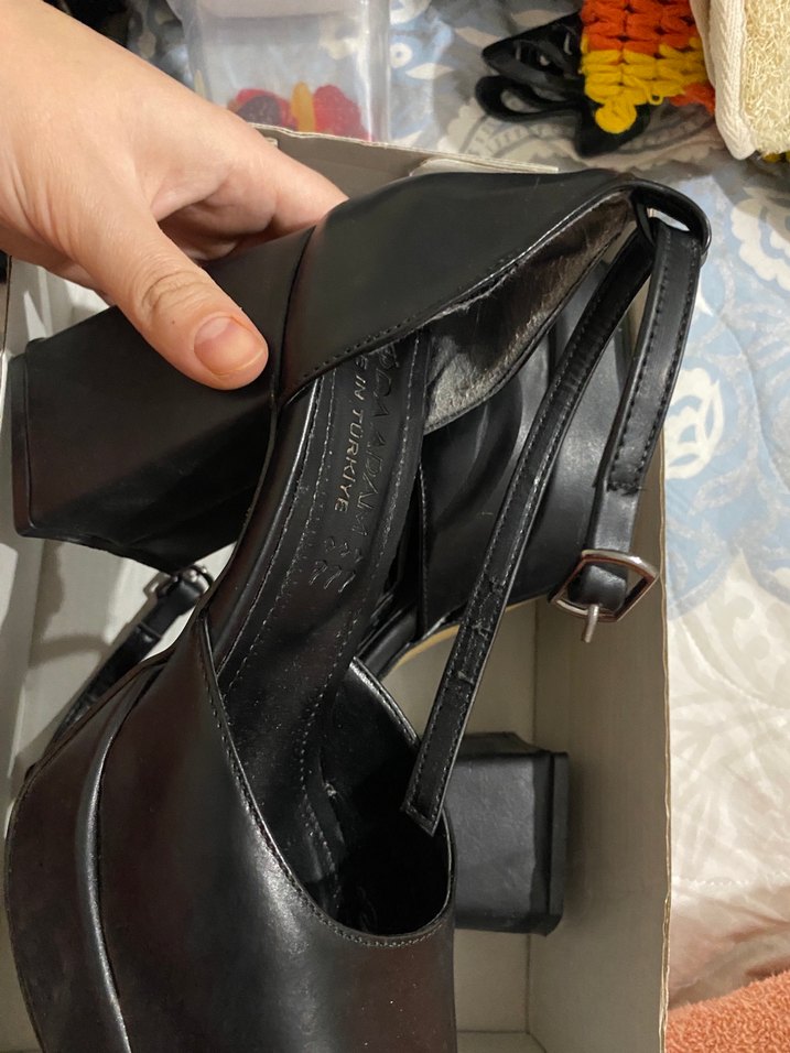 Kadın Siyah Deri Platform Topuklu Ayakkabı - Görsel 3