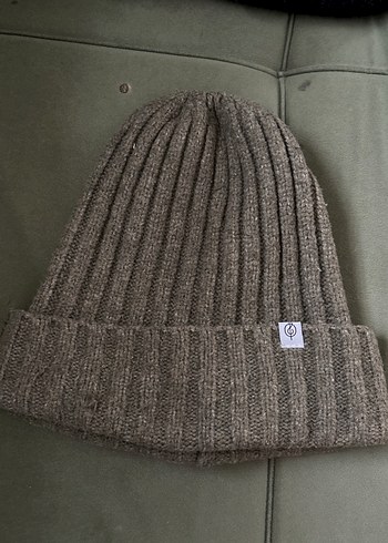 Kadın Haki Yeşil Örgü Yün Bere - Görsel 2