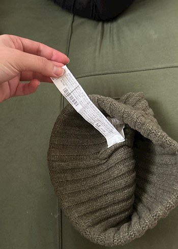 Kadın Haki Yeşil Örgü Yün Bere - Görsel 5