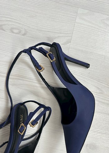 Zara Kadın Lacivert Stiletto Topuklu Ayakkabı - Görsel 5