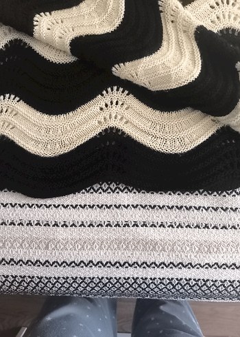 Zebra Desenli Bohem Örgü Kadın Kazak - Görsel 4