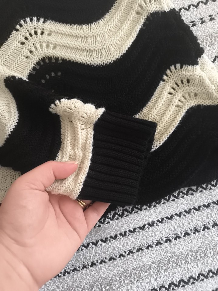 Zebra Desenli Bohem Örgü Kadın Kazak - Görsel 3