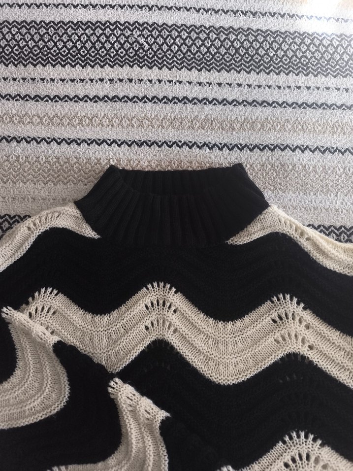 Zebra Desenli Bohem Örgü Kadın Kazak - Görsel 2