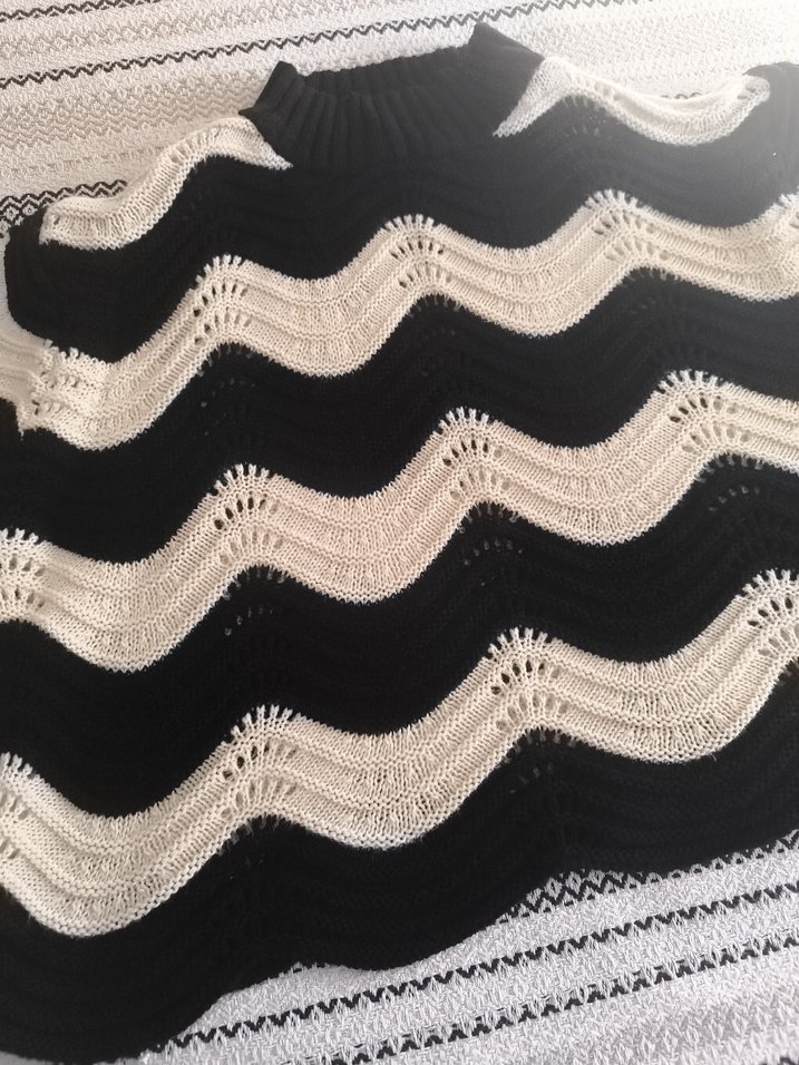 Zebra Desenli Bohem Örgü Kadın Kazak - Görsel 5