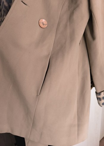 Leopar Desenli Kürklü Midi kaban - Görsel 5