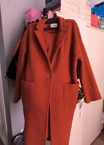 Turuncu Tek Düğmeli Kaban - Görsel 2