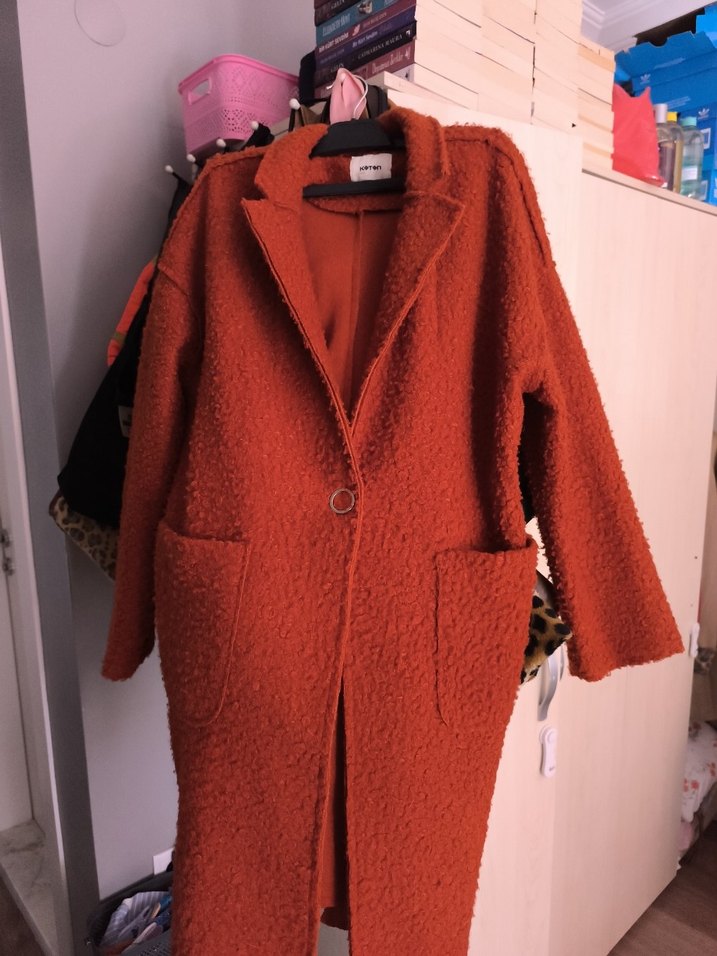 Turuncu Tek Düğmeli Kaban - Görsel 2