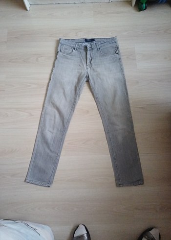Erkek Gri Denim Regular Fit Kot Pantolon