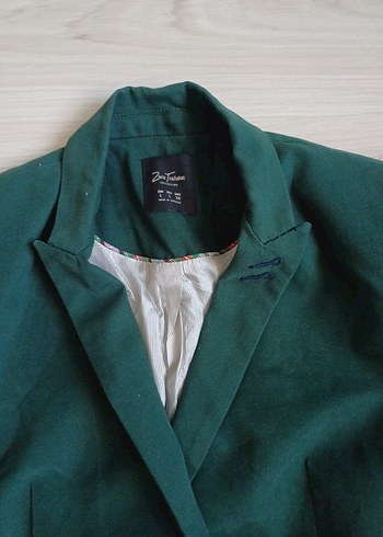 m Beden yeşil Renk Düğmeli Yeşil Kadife Kadın Blazer Ceket