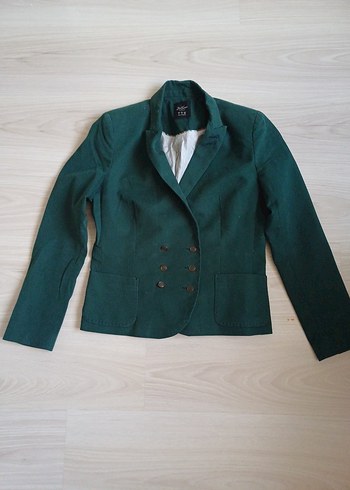 Düğmeli Yeşil Kadife Kadın Blazer Ceket
