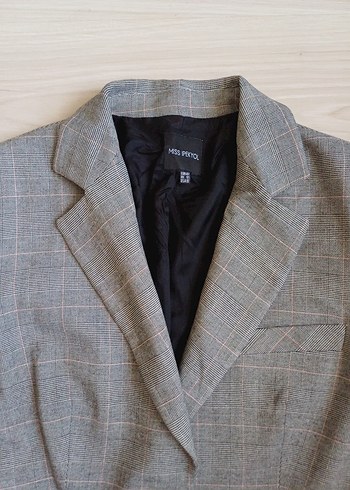 m Beden gri Renk Gri Düğmeli Kadın Blazer Ceket