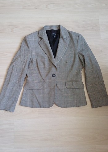 Gri Düğmeli Kadın Blazer Ceket