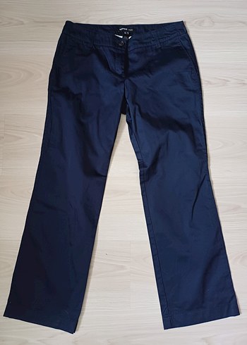 Kadın Lacivert Midi Denim Kumaş Pantolon