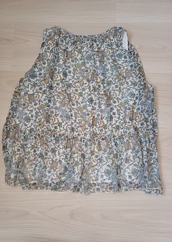 Zara Dökümlü Desenli Bohem Kolsuz Bluz