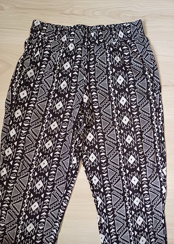 H&M Bohem Desenli Siyah Rahat Kumaş Pantolon