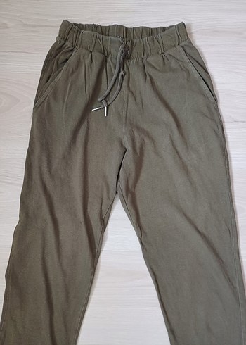 Zara Kadın Loose Fit Keten Haki Pantolon