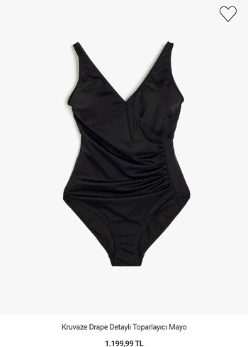 Kruvaze Drapeli Siyah Toparlayıcı Mayo - Görsel 4