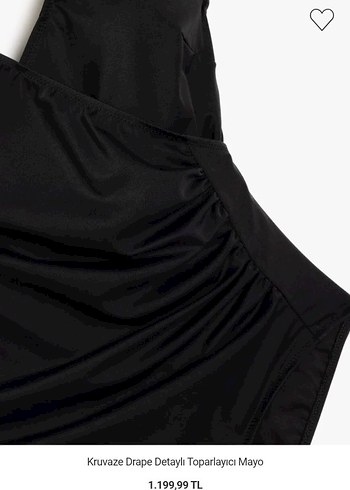Kruvaze Drapeli Siyah Toparlayıcı Mayo - Görsel 6