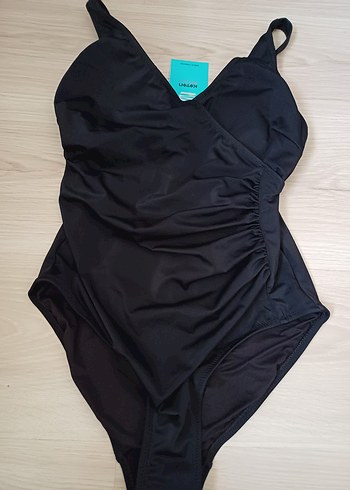 Kruvaze Drapeli Siyah Toparlayıcı Mayo - Görsel 8