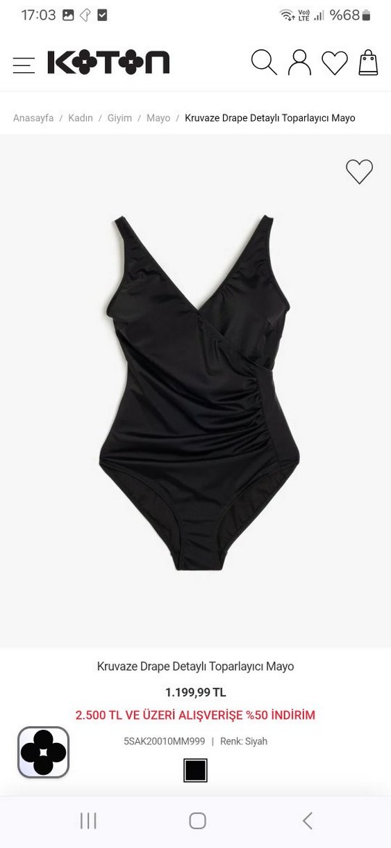 Kruvaze Drapeli Siyah Toparlayıcı Mayo - Görsel 4