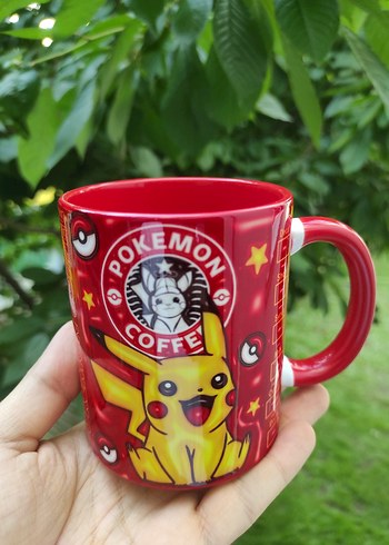 Lav Pokemon Temalı Kırmızı Kahve Kupası