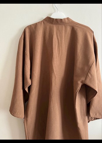 LC Waikiki Bej Kadın Keten Kısa Kimono