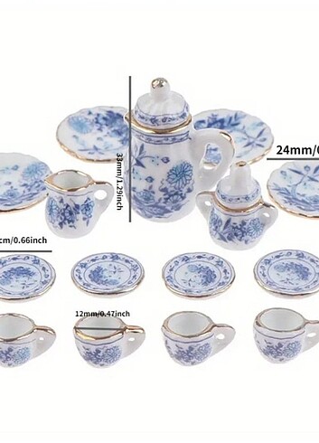 Beden Renk Vintage model minyatür çay takımı
