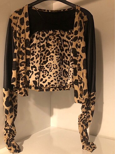 Leopar Crop ceket