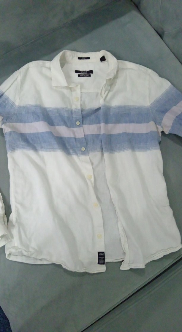 Erkek Beyaz Bağlama Desenli Gömlek - Görsel 2