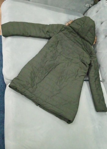 Kapüşonlu Kürklü Yeşil Kadın Kışlık Mont - Görsel 4