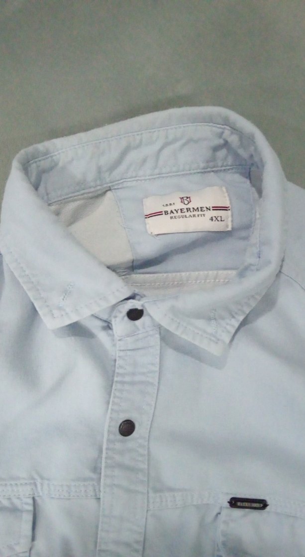 Gri Pamuklu Uzun Kollu Erkek Gömlek - Görsel 2