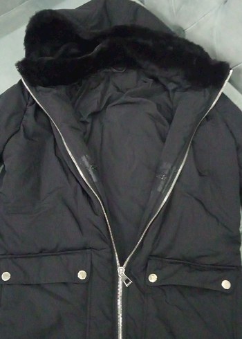 Siyah Fermuarlı Kadın Kapüşonlu Mont çok kaliteli - Görsel 3