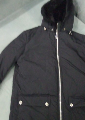 Siyah Fermuarlı Kadın Kapüşonlu Mont çok kaliteli - Görsel 2